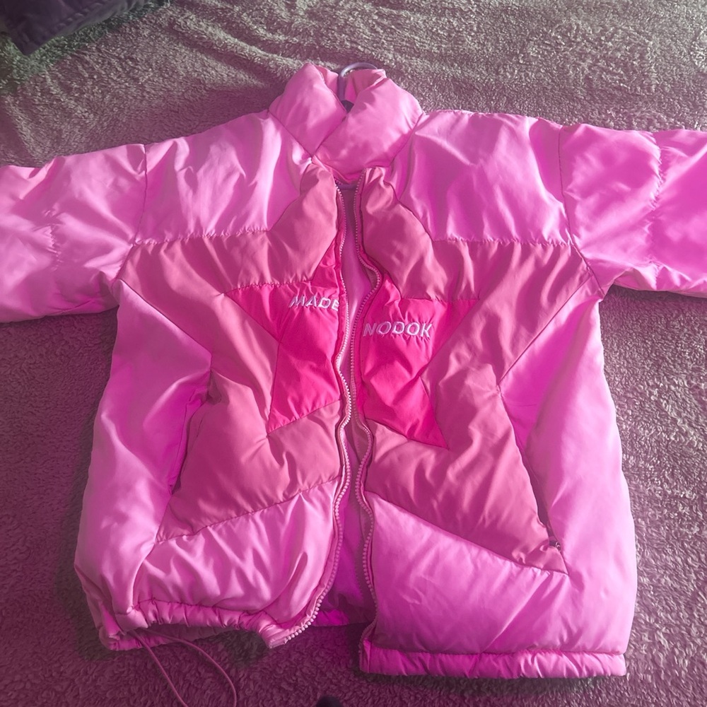 Supermade pink puffy coat (zipper broke)